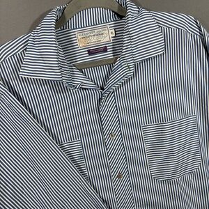 Alexander Julian Private Reserve Shirt XL Blue Stripe Estate Italian Cotton Prep